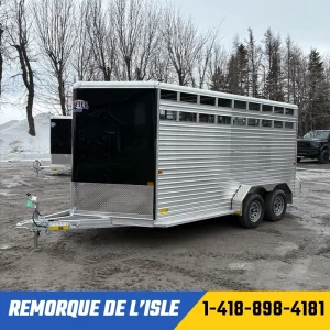 REMORQUE FRONTIER LIVESTOCK POUR ANIMAUX 16' NOIR ET SILVER